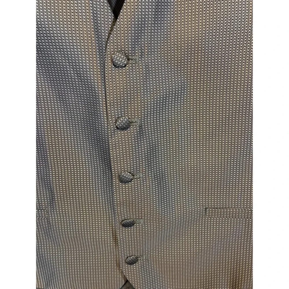 Pronto Uomo Mens 3XL Silver Black Pattern Formal Suit Vest Waistcoat 5-Button